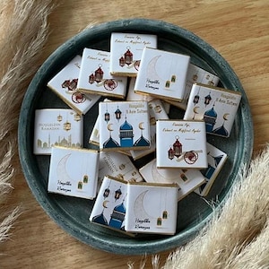 18x Ramadan Eid Schokolade - Eid Mubarak - Ramadan Kareem Schokolade ohne Alkohol - Türkisch und Arabisch - Ramazan Cikolatasi - Bayram