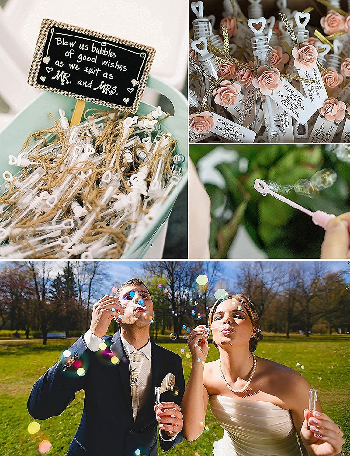 PartyDeco 24 Seifenblasen In Champagnerflaschen-Form – Für Hochzeiten, Tischdekoration & Feste