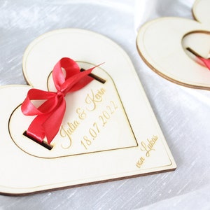 Money gift wedding personalized heart shape made of wood with ribbon personalizable wedding gift for bride and groom wedding gift image 7