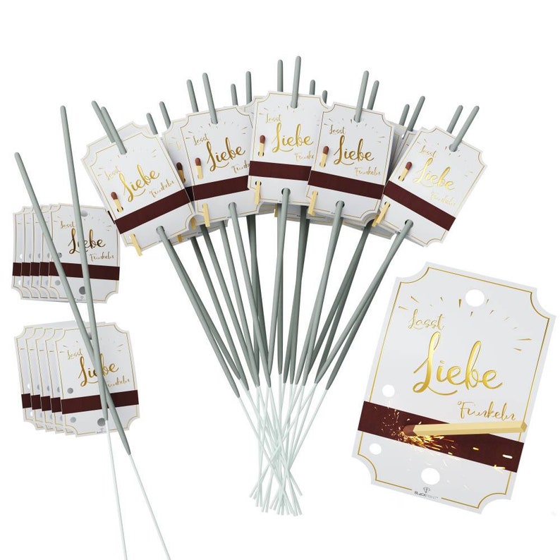 20x Sparkler Labels incl. 20x Sparklers Matchstick Stickers for the Wedding Wedding Guest Gift Sparkles Deutsch