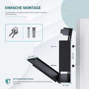 Bl4ckPrint Buzón Premium con compartimento para periódicos y ventana de visualización antracita Buzón personalizado con apellido, calle y número de casa imagen 4