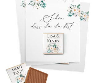 10x Es bueno que estés aquí tarjetas que incluyen chocolate personalizado - regalo de invitado boda cumpleaños bautismo comunión