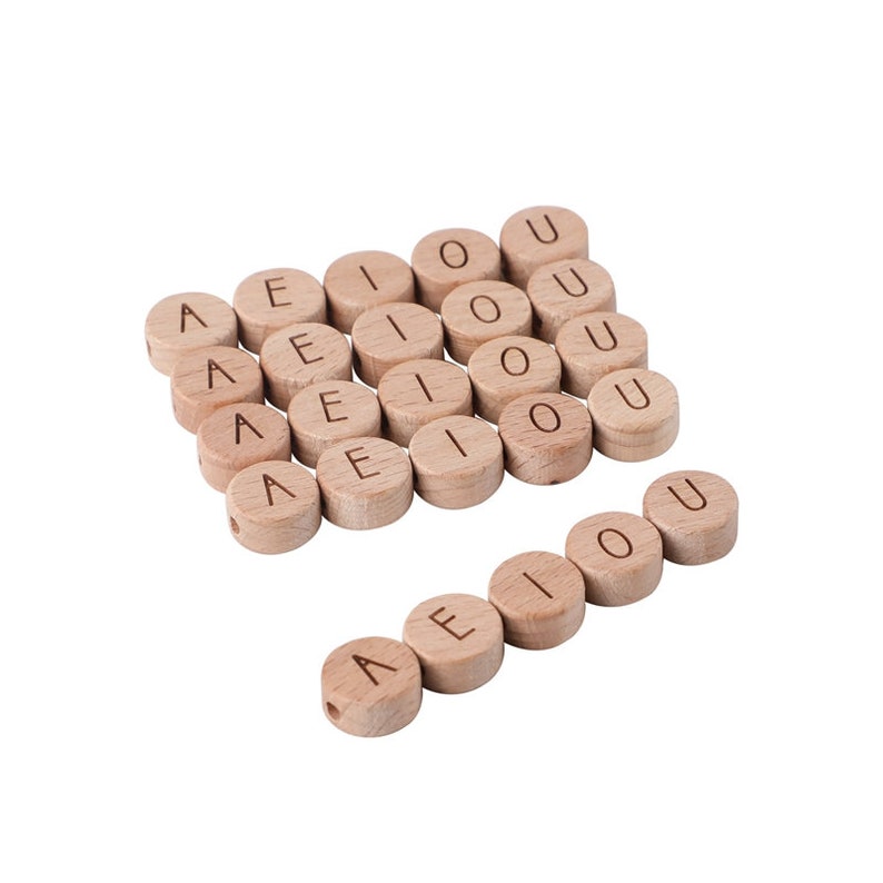 Holzbuchstaben Rund Perlen für Schnullerkette 15mm aus Bio-Buche Buchstaben perlen, frei von BPA, PVC, Blei, Phthalaten Latex & Cadmiumnice, Bild 6