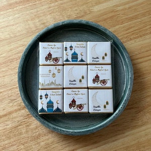 18x Eid Mubarak Schokolade Gold 4x4cm Madlen Eid al Adha Vollmilch kurban bayrami cikolatasi Ohne Alkohol Bayram Cikolatasi Sekeri Bild 3