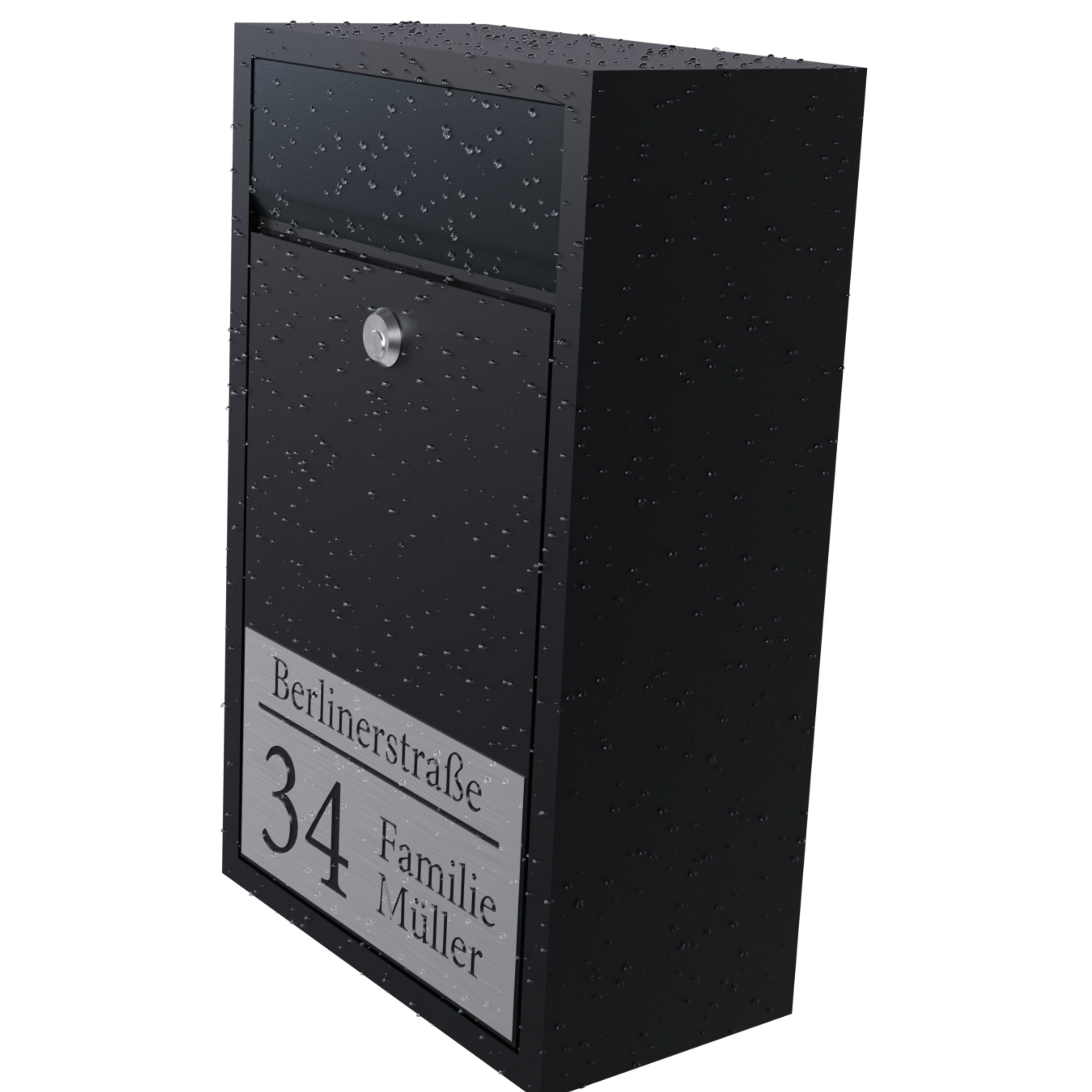 Cassetta Delle Lettere Personalizzata Bl4ckPrint - Con Scomparto Giornali, Colore Antracite, 4 Chiavi