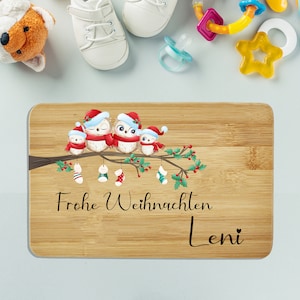 Frühstücksbrettchen personalisiert Kinder Weihnachtsmotiv Geschenk 1. Geburtstag Geschenkidee Weihnachten Holzbrett Brettchen Vesperbrettch2