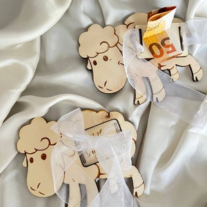Eid Mubarak Eid Al Adha Geschenk für kinder Schaf Holz Kurban Hediyesi kuzucuk cocuk hediyesi geldgeschenk Geachenkidee