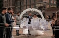 Garland for cutting wedding including loop to hold pennant chain wedding game bride groom cutting Mr&Mrs LOVE HAPPINESS FUN product logo