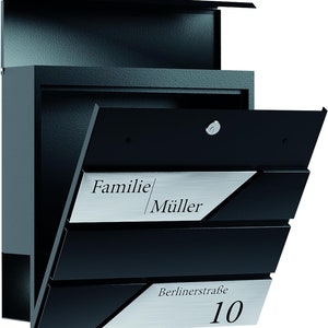 Bl4ckPrint Premium mailbox with newspaper compartment anthracite mailbox personalized with family name street and house number wall mailbox image 6