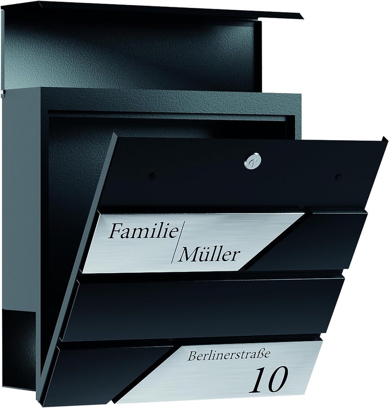 Bl4ckPrint Premium mailbox with newspaper compartment anthracite mailbox personalized with family name street and house number wall mailbox image 6