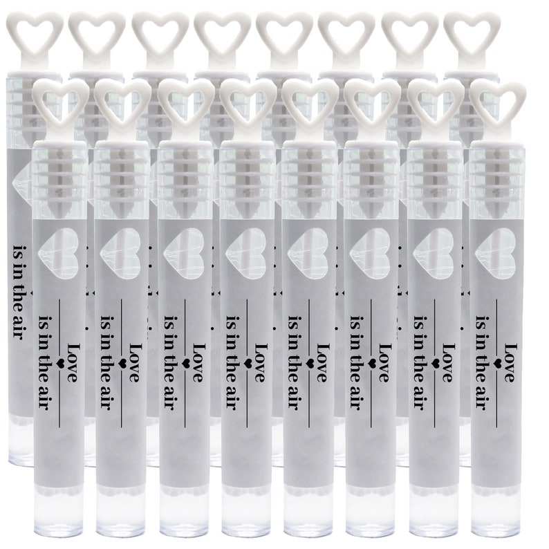 Seifenblasen Hochzeit 24er Set mit Name Datum personalisierte Sticker Etikett Aufkleber Wedding Bubbles Guest Gifts Gastgeschenk Hochzeit Love is in the air