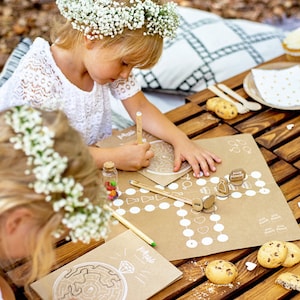 Set de actividades infantiles para la boda con naipes / barcos que se hunden / laberinto / sopa de letras / Tic Tac Toe