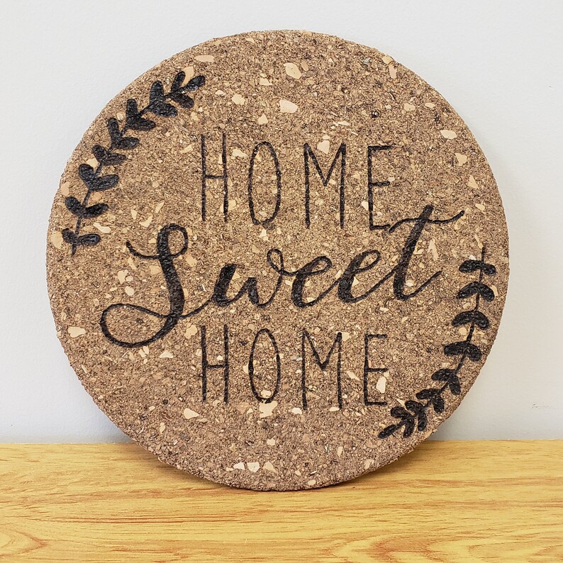 Woodburned Cork Pot Holders Set of 4 Etsy