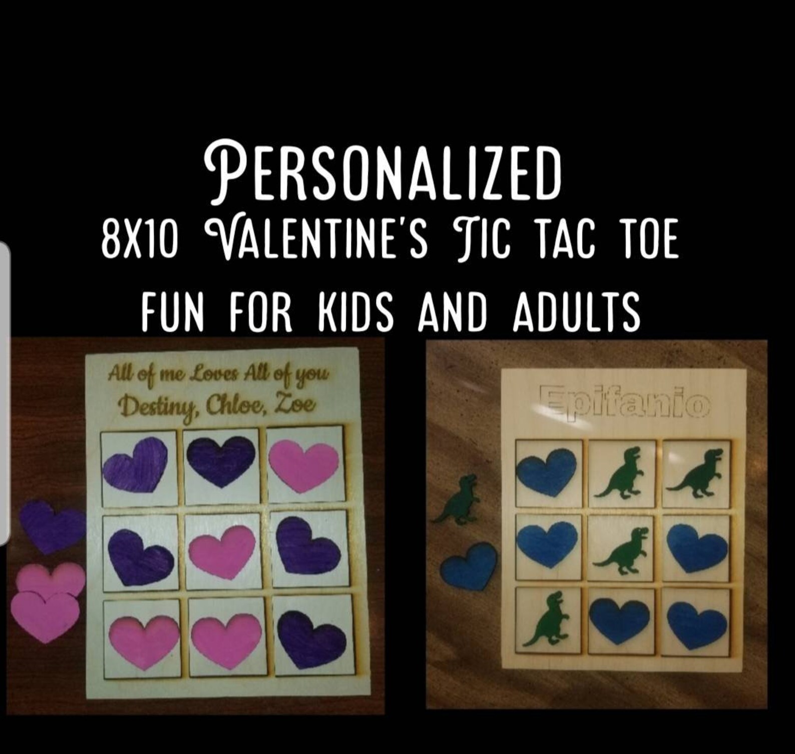 Tic tac toe Valentine's 8x10 game board personalized Etsy