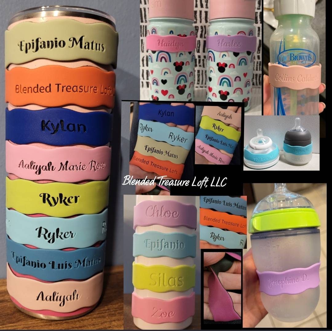 PACK of 2 Personalized Daycare Labels / Baby Bottle Labels / Sippy Cup  Labels / Silicone Name Bands 