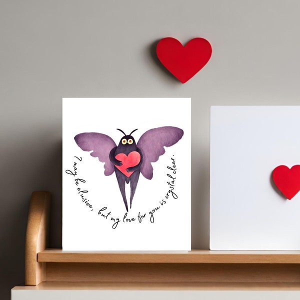 Mothman “I may be elusive, but my love for you is crystal clear”  Romantic Card - mothman anniversary card, Romantic Birthday card, cryptid