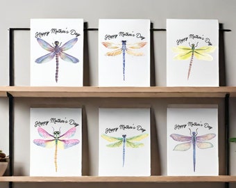 Set of 6 Happy Mother’s Day Dragonfly Cards, “Happy Mother’s Day” Set of Cards for mom, Assorted Mother’s Day Cards with Dragonflies
