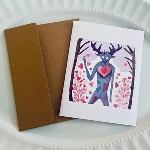 Bonitas tarjetas de notas de amor críptidas de wendigo, Tarjeta de aniversario de wendigo, Tarjetas bonitas de wendigo, Regalo de wendigo, Tarjeta de amor de criptozoólogo, Regalo de wendigo