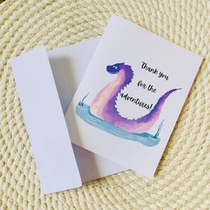 Carte de remerciement monstre marin « Merci pour ces aventures » Carte de remerciement douce pour un ami, un collègue, un partenaire romantique ou un frère ou une sœur. Carte d'adieu
