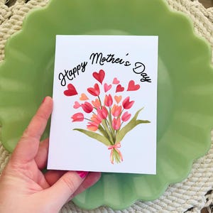 Rode tulp opvouwbare wenskaart Happy Mother's Day