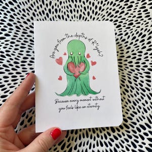 Tarjeta romántica o de aniversario de Cthulhu, regalo de H.P. Love, tarjeta romántica de Cthulhu, tarjeta de felicitación nerd, tarjeta romántica literaria, regalo de Cthulhu