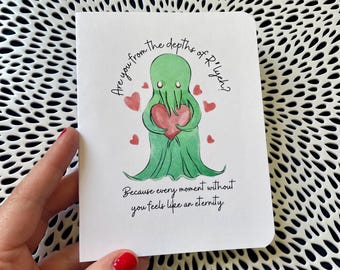 Cthulhu Anniversary or Romantic Card, H.P. Love craft Gift, romantic Cthulhu card, Nerdy greeting card, literary romantic card, Cthulhu gift