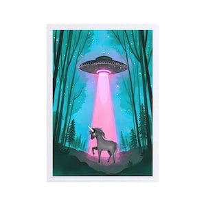 Neon Fantasy Unicorn UFO Wall Art Print bild 2