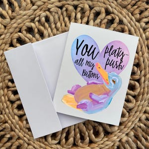 You platy-push all my buttons cute platypus card, platypus sibling card, platypus gift, platypus anniversary card, cute anniversary card