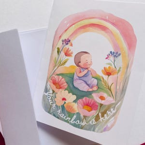 Carte baby shower pour bébé arc-en-ciel, nouvelle carte de bébé après perte, carte pour bébé arc-en-ciel après une fausse couche, avoir un bébé après avoir perdu une carte