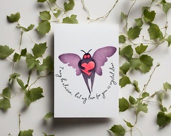 Mothman “I may be elusive, but my love for you is crystal clear”  Romantic Card - mothman anniversary card, Romantic Birthday card, cryptid