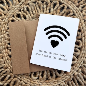 you are the best thing I’ve found on the Internet - anniversary card for couples who met online dating, dating app card, anniversary card