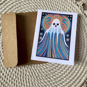 Colorful psychedelic Retro 70s Ghost Cards for any occasion - blank inside, spooky note card - Groovy Note Card, Ghost Card