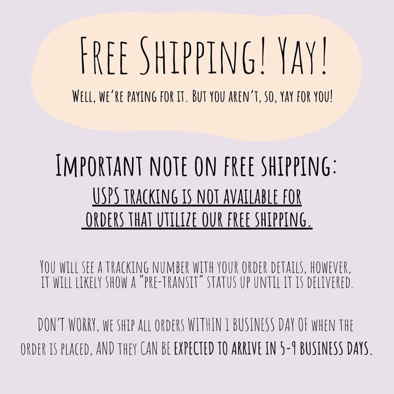 A pink graphic that shows information on free shipping.