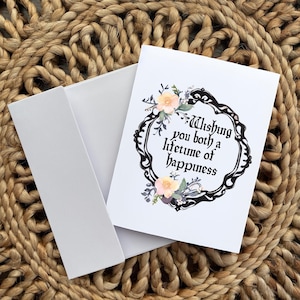 Tarjeta de boda para amigos o compañeros de trabajo: les deseo a ambos una vida llena de felicidad.