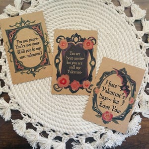 Lot de 3 cartes postales sarcastiques anti-Saint-Valentin, cartes postales effrayantes de la Saint-Valentin, anti-valentines, cartes postales de la Saint-Valentin, valentines simples