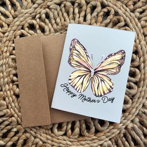Carte de voeux pliante faite main de papillon de bonne fête des mères, carte de fête des mères de papillon, cartes de fête des mères en vrac, carte de papillon pour maman