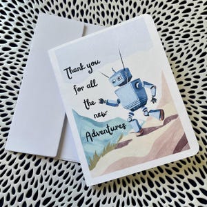 Süße Roboter Vatertagskarte für Papa “Thanks for all the new Adventures”