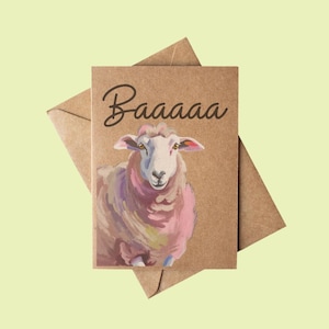 Sheep “Baaaaaaa”  rustic brown kraft paper farm greeting card