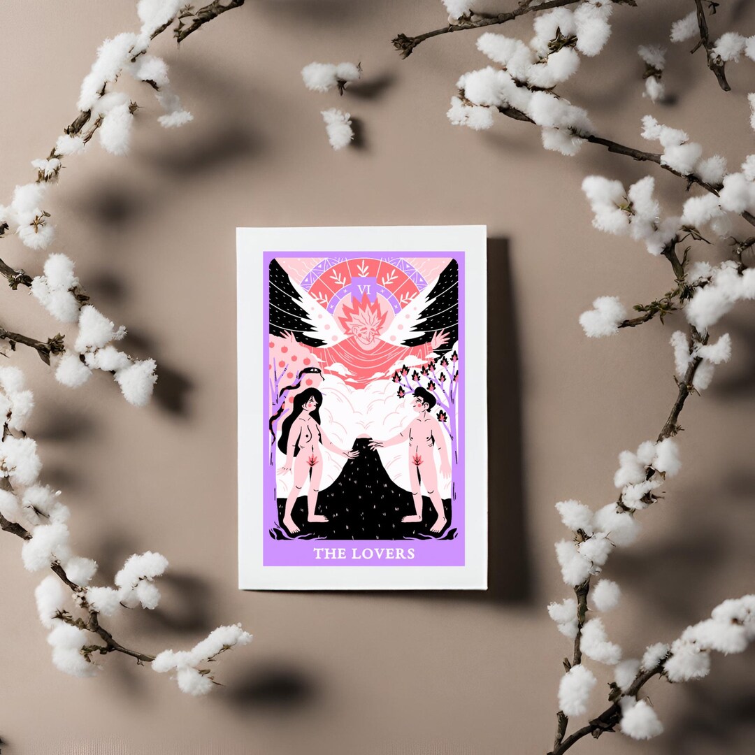 The Lovers Tarot Card Couple Valentines Day Card, Tarot Card Valentines