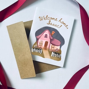 Cartão de boas-vindas personalizado com nome, presente de boas-vindas, cartão de boas-vindas personalizado, cartão de casa nova, cartão de casa nova fofo, cartão de volta para casa
