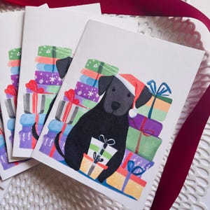 Tarjeta navideña de Labrador negro, tarjeta navideña para dueño de un Labrador negro, tarjeta navideña con perro Labrador negro, Labrador negro, tarjeta navideña con Labrador negro