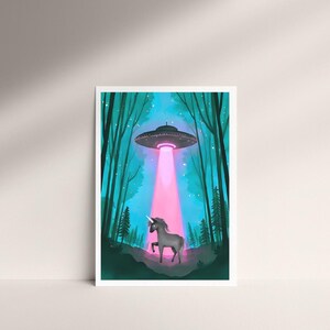 Neon Fantasy Unicorn UFO Wall Art Print bild 8