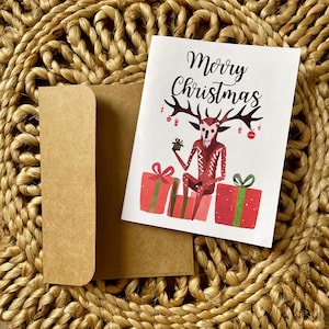 Wendigo Cryptid Merry Christmas Card, biglietto Wendigo Renna, biglietto di Natale renna, biglietto di Natale spaventoso, regalo wendigo, renna wendigo