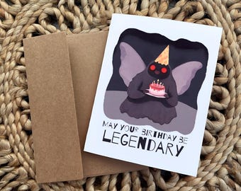Mothman Cryptid Birthday Cake Card