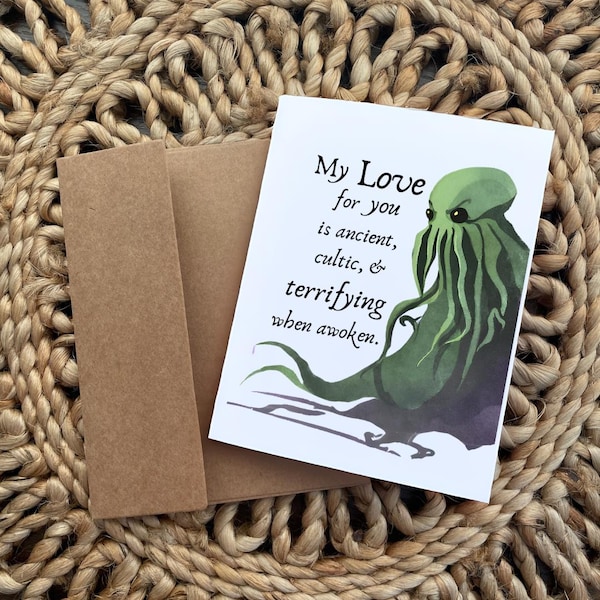 Funny Cthulhu Love Card: Spooky nerd anniversary