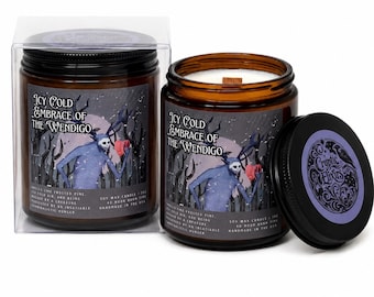 Wendigo Cryptid Themed Hand Poured Scented Soy Candle Horror Fan Gift