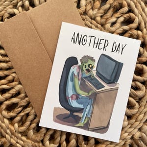 Sarcastische collega-kaart "Another day" grappige verjaardagskaart voor werkvriend, verjaardagskaart collega