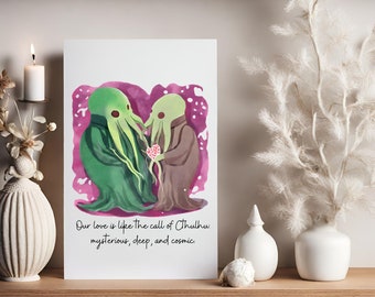 Cthulhu Romantic Anniversary or birthday card, H.P. Lovecraft Love Card, Goth Card, Nerdy Valentine, literary romantic greeting card,Cthulhu