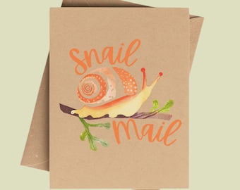 Cute Orange Snail Mail Card with Envelope