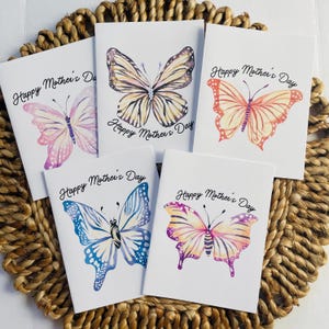 Juego de 5 tarjetas de mariposas para el Día de la Madre, juego de tarjetas "Feliz Día de la Madre" para mamá, tarjetas variadas para el Día de la Madre con mariposas